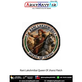 Rani Lakshmibai Queen of Jhansi tribute patch featuring warrior queen on horseback with sword
