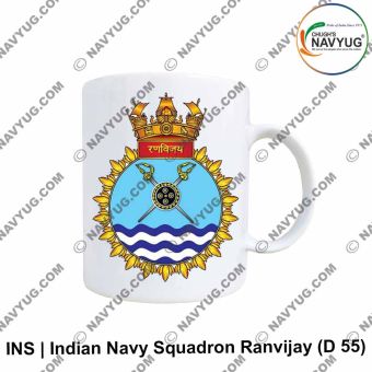 Personalised Indian Navy INS Ranvijay Mug featuring destroyer ship design