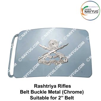 Army-Military Rashtriya Rifles Uniform Belt Buckle (Indian Army Infantry Regiments) Rashtriya Rifles Buckle Chrome (Suitable For 2" Belt of Leather- Nylon-Cotton )