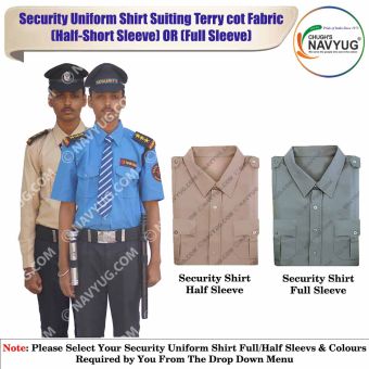 Security Uniform Shirt (Suiting Terry cot Fabric) (Half-Short Sleeve ) OR (Full Sleeve) With Breast Pockets & Scalloped Flaps & Shoulder Straps-Any Colour Of Your Choice -Shirt Half Sleeves