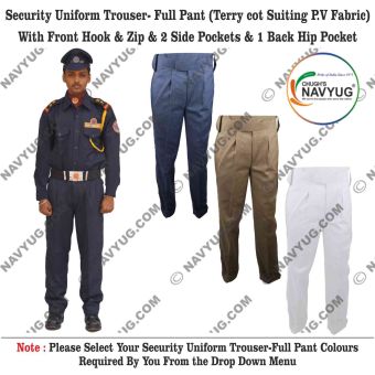 Security Uniform Trouser-Pant (Terry cot Suiting P.V Fabric) -Any Colour Of Your Choice