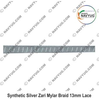 Synthetic Silver Zari Mylar Braid 13mm Lace | Chughs Navyug