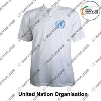 CAPF T Shirt |Central Armed Police Force T Shirt White PC With Collar -UN |UNPKF |IPKF| United Nation-Medium