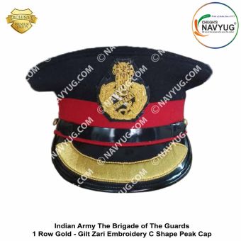 1 Row Gold-Gilt Zari Embroidery C Shape Peak For Army Peak Cap Hand | Machine Crafted