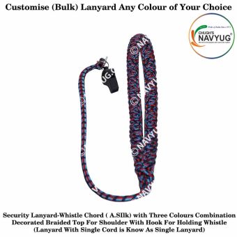 Security Uniform Lanyard- Whistle Cord Tri Colour Single