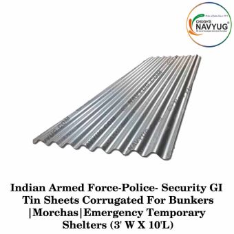 Indian Armed Force-Police- Security GI Tin Sheets Corrugated For Bunkers|Morchas|Emergency Temporary Shelters (3' W X 10'L)