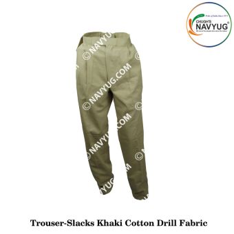 Indian Armed Force-Police Pant-Trouser KD (Trouser-Slacks Khaki Cotton Drill Fabric) With 2 Side Pocket & Button Loops For 2" Belt Front Pleated & Button Clouser With-Without Side Adjustable Tap With Zip Fly & No Back Pocket