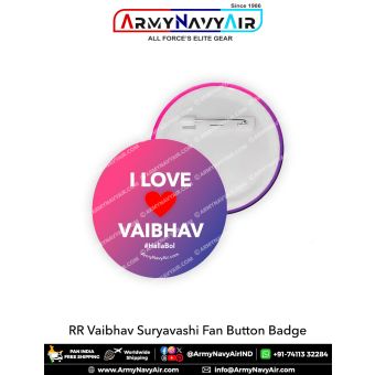 RR Fan Button Badge - I Love Vaibhav Suryavanshi :ArmyNavyAir.com