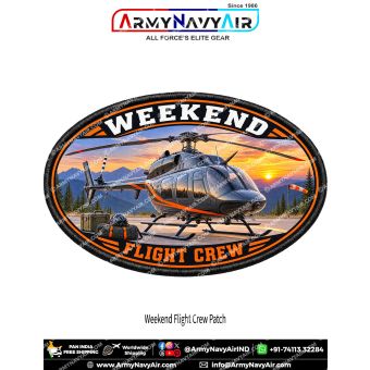 Weekend Flight Crew Aviation Patch with Helicopter for Pilots, Aircrew and Aviation Collectors