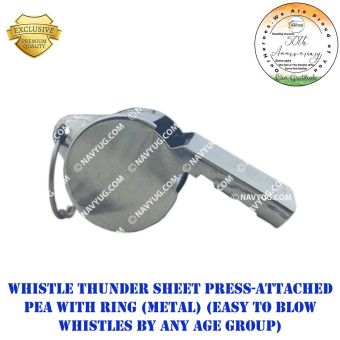 Whistle Thunder Sheet Press-Attached PEA With Ring (Metal) (H 20mm X 45mm W ) Sports | Teaching |Training |Police| Military | Security | Bus Conductors Music (Easy To Blow Whistles By Any Age Group)