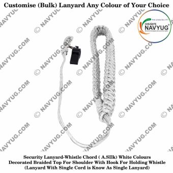 Security Uniform Lanyard- Whistle Cord White Single