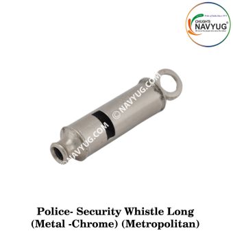Police- Security Whistle Long (Metal -Chrome) (Metropolitan)